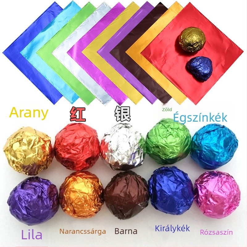 Színes csomagolású Pu'er tea cukorkák barna cukorral és csokoládéval, aranyfólia és alumíniumfólia, gyerekek kézműves tevékenységeihez
