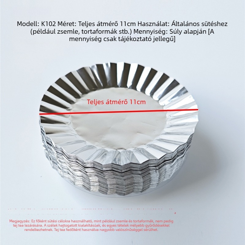 K102 Alumíniumfóliás torta- és süteményalátét, 11 cm átmérőjű, kenyéralap, alumíniumfóliás fedél
