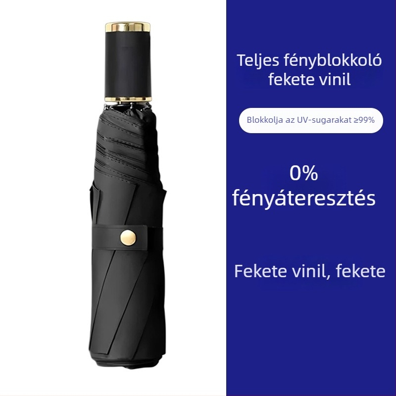 Női háromrészes vinil összecsukható esernyő, napsütésre és esőre, UPF 50+