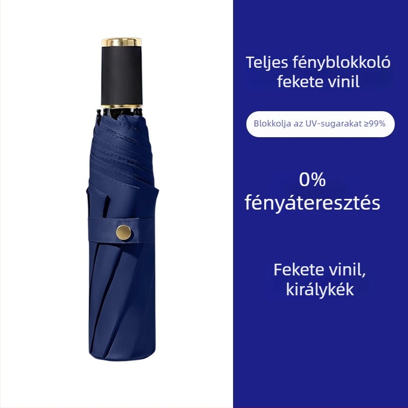 Női háromrészes vinil összecsukható esernyő, napsütésre és esőre, UPF 50+