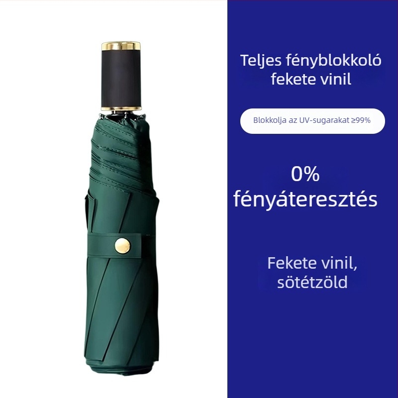 Női háromrészes vinil összecsukható esernyő, napsütésre és esőre, UPF 50+