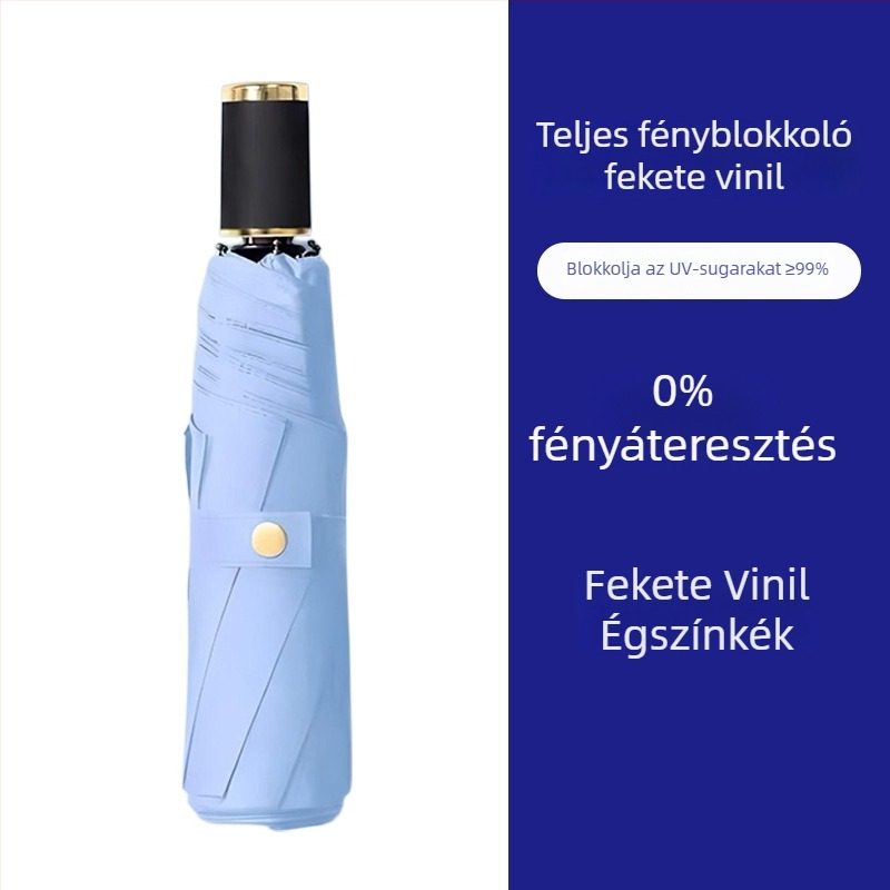 Női háromrészes vinil összecsukható esernyő, napsütésre és esőre, UPF 50+