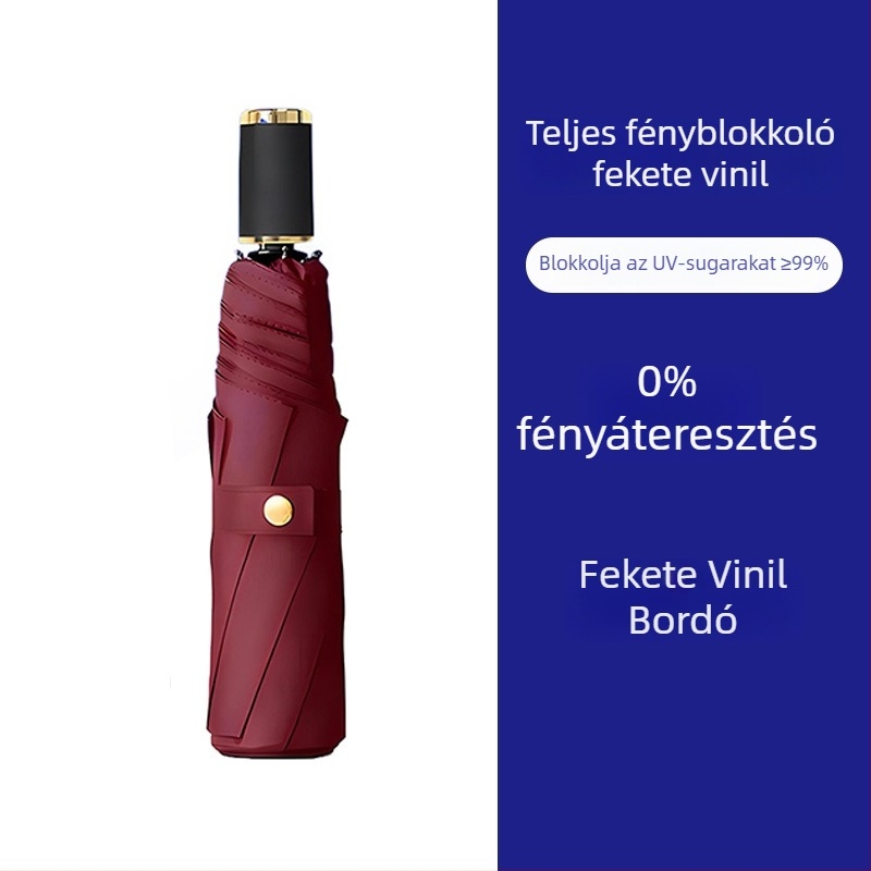 Női háromrészes vinil összecsukható esernyő, napsütésre és esőre, UPF 50+