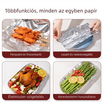 Egyszer használatos alumíniumfólia lapok légsütőhöz és grillhez, 3,8 m hosszú tekercs sütéshez és barbecue-hoz