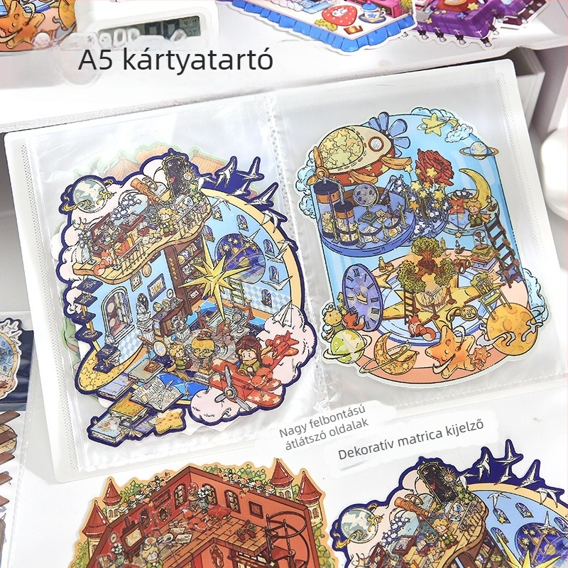 3D tájkép matricák tároló fotóalbum, vastag, vízálló átlátszó belső oldalak, 20 oldalú PP album