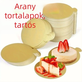 Kör alakú tortaalap, arany színű, szilikon bevonattal a sütéshez
