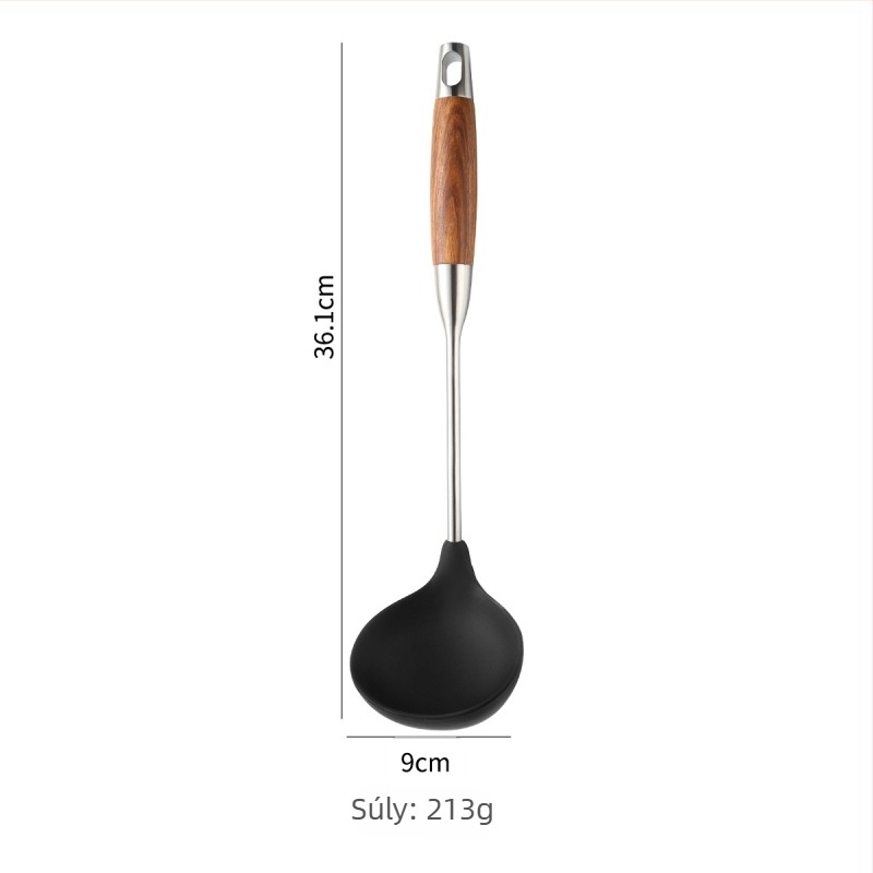 Szilikon spatula készlet 304 rozsdamentes acélból, hőálló, tapadásmentes konyhai eszközök, fa nyéllel