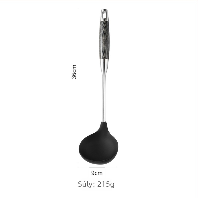 Szilikon spatula készlet 304 rozsdamentes acélból, hőálló, tapadásmentes konyhai eszközök, fa nyéllel