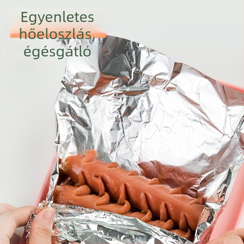 Egyszer használatos alumínium fólia tekercs a sütőhöz és a légsütőhöz, élelmiszer minőségű grillfólia
