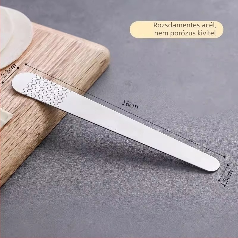 Rozsdamentes acél töltőeszközök gombócok töltésére: töltőkanál, töltő spatula, hús töltődeszka
