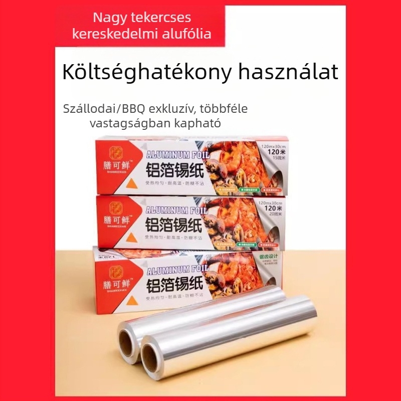 10 mikron vastagságú alumíniumfólia tekercs sütőhöz és légsütőhöz, élelmiszer-minőségű, hőálló, grillhez