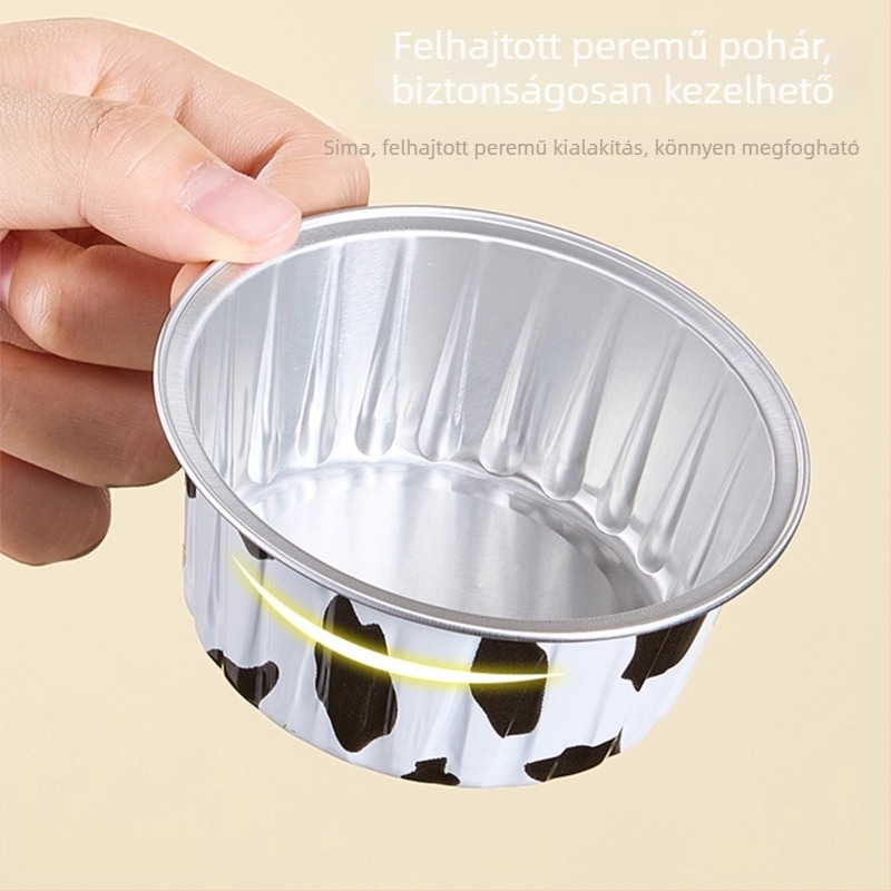 Légkeveréses sütőhöz készült mini poharak alumíniumfóliából, tojásos tartók formái, újrahasználható sütő- és gőzölő edények, átmérő 8,5 cm