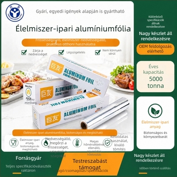 Élelmiszer-minőségű vastag alumíniumfólia sütéshez, grillhez és légsütőben sütéshez; magas hőállóság, konyhai használatra