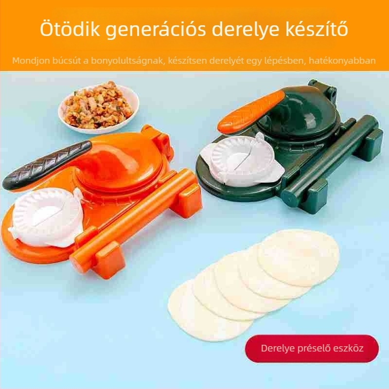 Házi használatú gombóc- és töltött tésztahéj nyomóforma, kézi nyomóeszköz és kis tésztarrolló