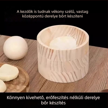 Fából készült gombóc- és tésztakészlet: tésztanyújtó, nyomó és süteményformák
