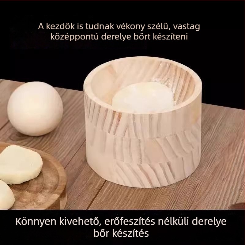 Fából készült gombóc- és tésztakészlet: tésztanyújtó, nyomó és süteményformák
