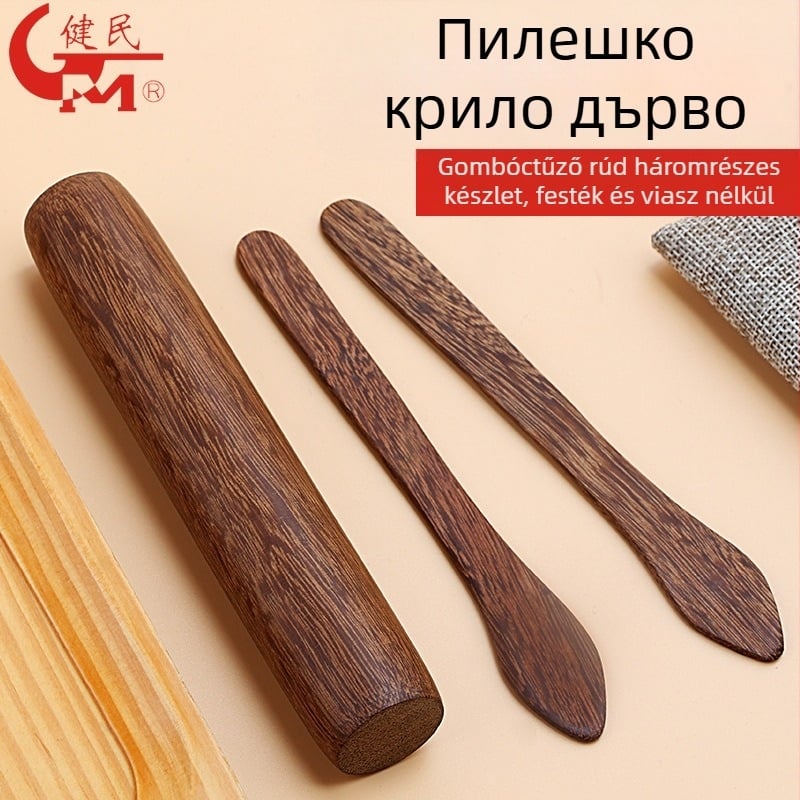 Padauk faanyagú háromdarabos készlet töltelékkel gombócokhoz, baozi és wontonokhoz – otthoni használatra