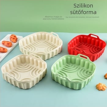Szilikon sütőedény air fryerhez, sütőhöz és mikrohullámú sütőhöz — magas hőmérsékletnek ellenálló, újrafelhasználható tortaforma