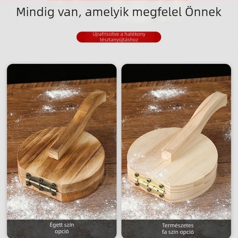 Fából készült gombóc-héj készítő, tésztaformázó forma, kézi prés a tésztához
