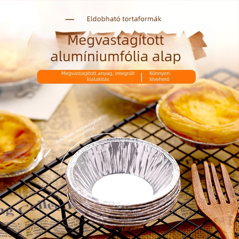 Egyszer használatos tojás-tart forma alufóliából, ellenálló a magas hőmérsékletnek, tojás-tart formák és poharak
