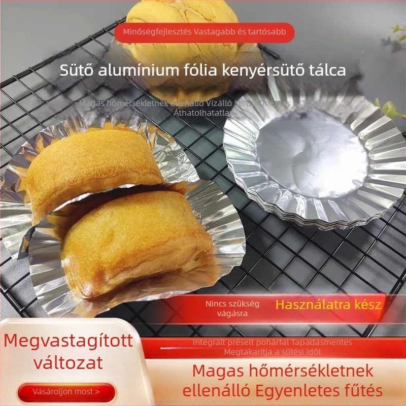 Kör alakú alufóliabetétek sütéshez kenyérre, zsemlére, süteményekre és nassolnivalókhoz; ellenállnak a magas hőmérsékletnek