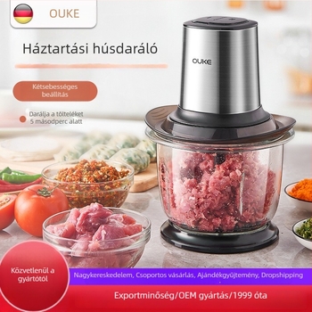Automata húsdaráló háztartási használatra, 1,5 literes üvegtartály, darált hús, töltelék knedlikhez és csiliszósz