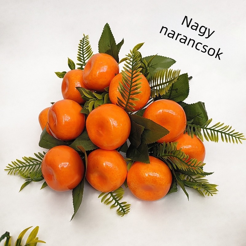 Habból készült műgyümölcsök: narancs és kaki, nappali dekoráció, esküvői és házavató díszítéshez, újévi dekoráció