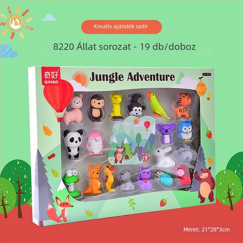 Qihao 8220 Gyerekeknek szóló mesefigurás radírokészlet – Hercegnő és Dinoszaurusz, ajándékdoboza játék