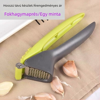 Kézi fokhagyma prés és törő — műanyag ház, rozsdamentes acél nyomó, konyhai kütyü