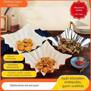Egyszer használatos hot pot papír alumíniumfóliával, olaj- és zsíroldó bevonattal, konyha- és éttermi felhasználásra, aranyszínű / színes