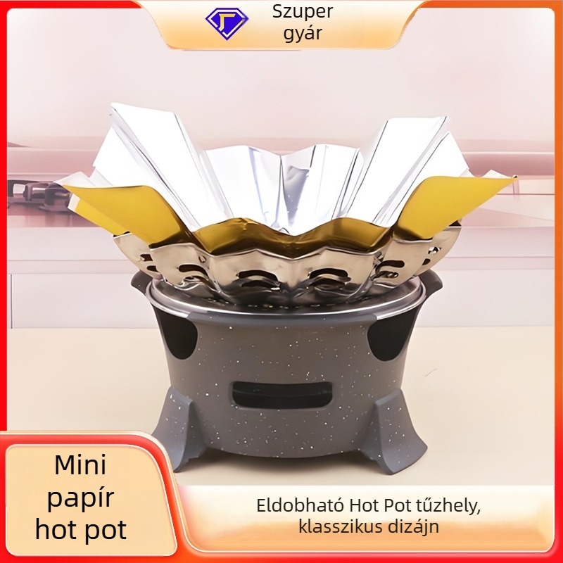 Egyszer használatos hot pot papír alumíniumfóliával, olaj- és zsíroldó bevonattal, konyha- és éttermi felhasználásra, aranyszínű / színes
