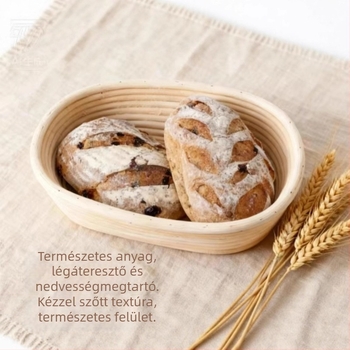 Rattan kenyérkelesztő kosár európai stílusban, kézzel szőtt, otthoni sütőeszköz