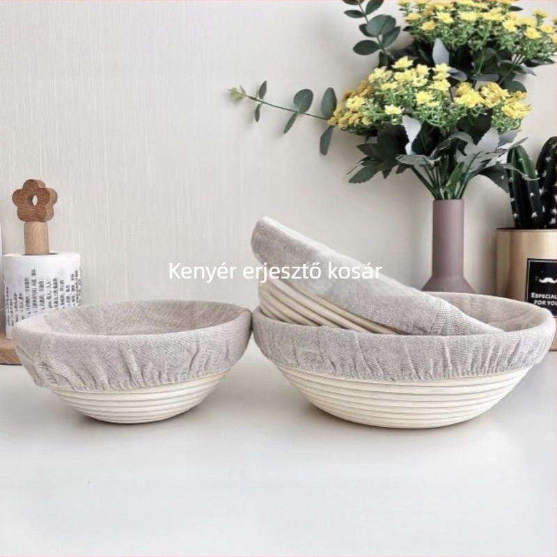 Rattan kenyérkelesztő kosár európai stílusban, kézzel szőtt, otthoni sütőeszköz