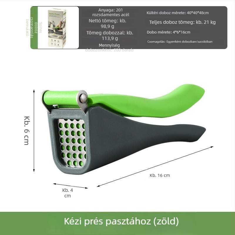 Rozsdamentes acél kézi törő krumplihoz és fokhagyma pastához – sokoldalú konyhai eszköz