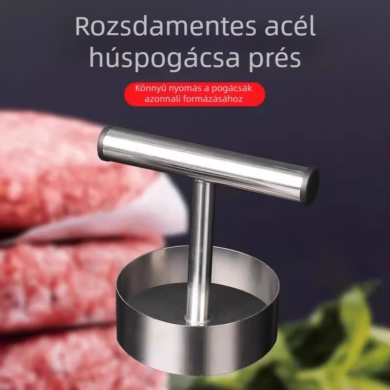 Rozsdamentes acélból készült kör alakú húsnyomó és gombóc‑tészta forma – konyhai DIY eszköz burgerhez és marhahúspogácsákhoz, rizsgolyók formázásához