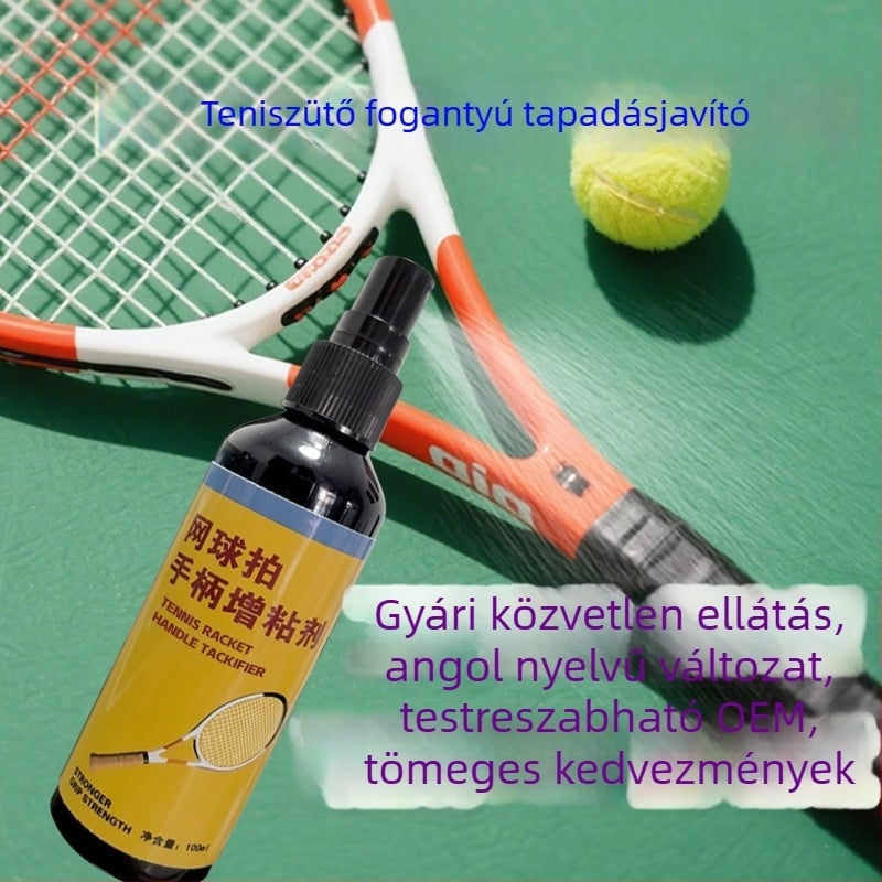 Teniszütő fogás spray, testreszabható és hordozható