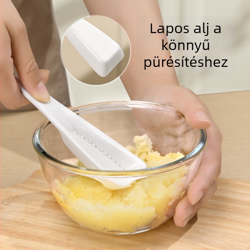 Kerámia gyömbér- és fokhagyma őrlő, kézi pép-készítő eszköz, kanállal