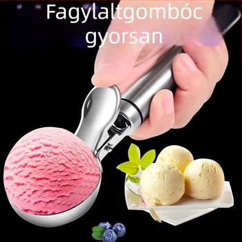 Rozsdamentes acél fagylaltkanál és gyümölcsgömb formázó