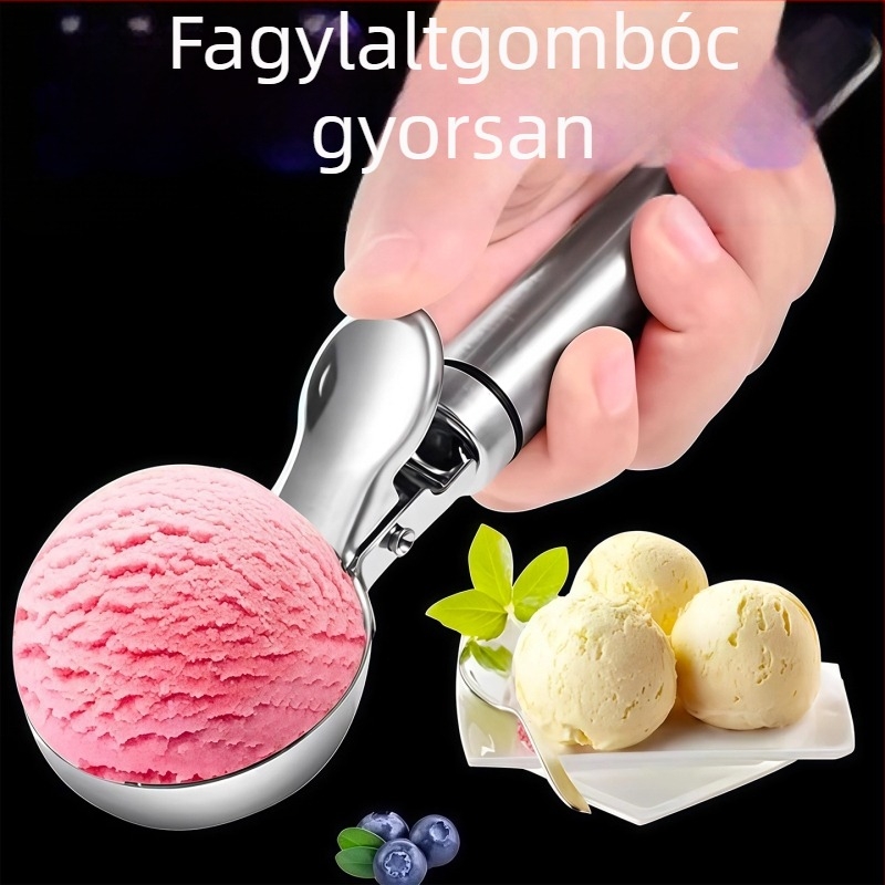 Rozsdamentes acél fagylaltkanál és gyümölcsgömb formázó