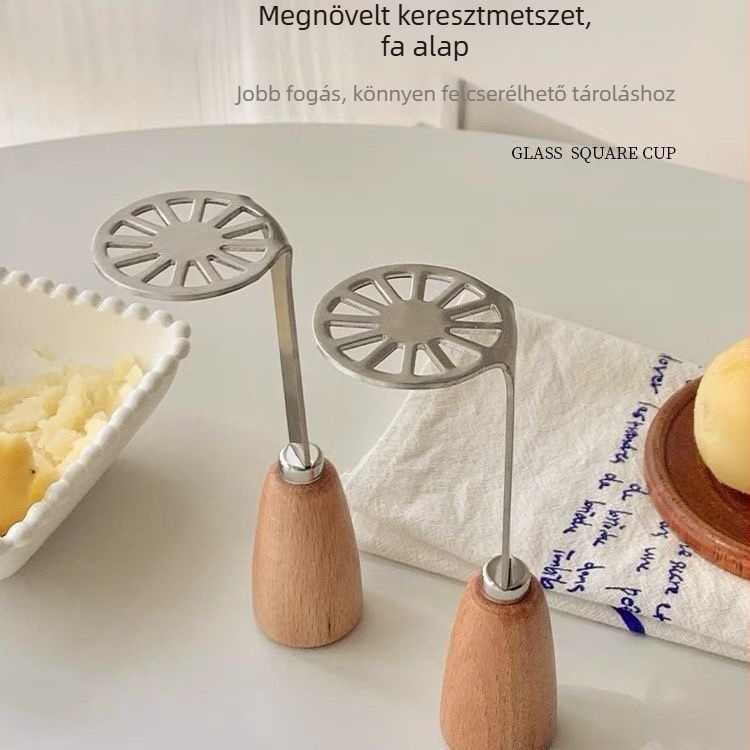 Japán stílusú krumplipüré készítő dundi fogantyúval, rozsdamentes acél, kézi püréhez sütőtökhöz és édesburgonyához, bébiételekhez.