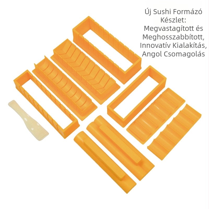 Új teljes készlet kézben tartható négyszögletes, többszörös sushi formák, szív- és kör alakú formák, rizsgolyó eszközök és nori készítő