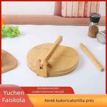 Kreatív kör alakú fából készült tortilla prés, bambusz tésztaforma