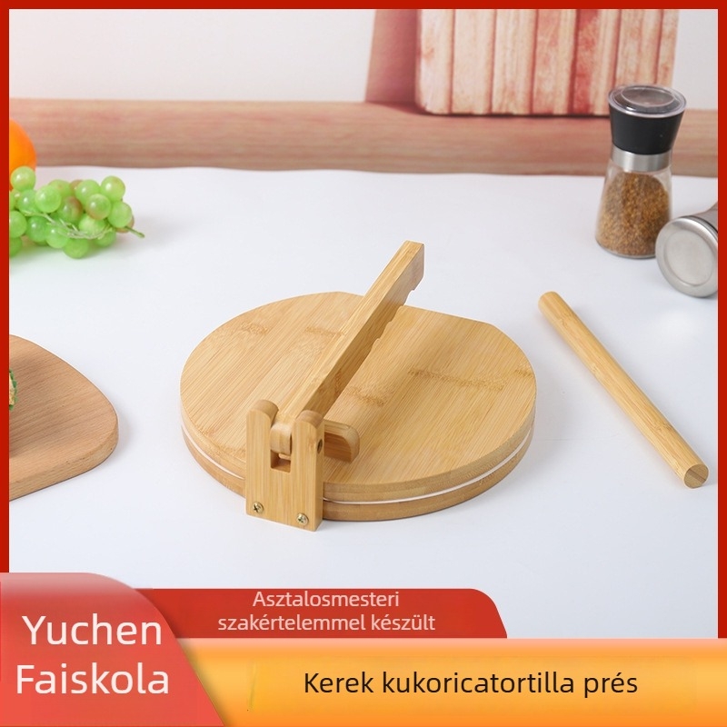 Kreatív kör alakú fából készült tortilla prés, bambusz tésztaforma