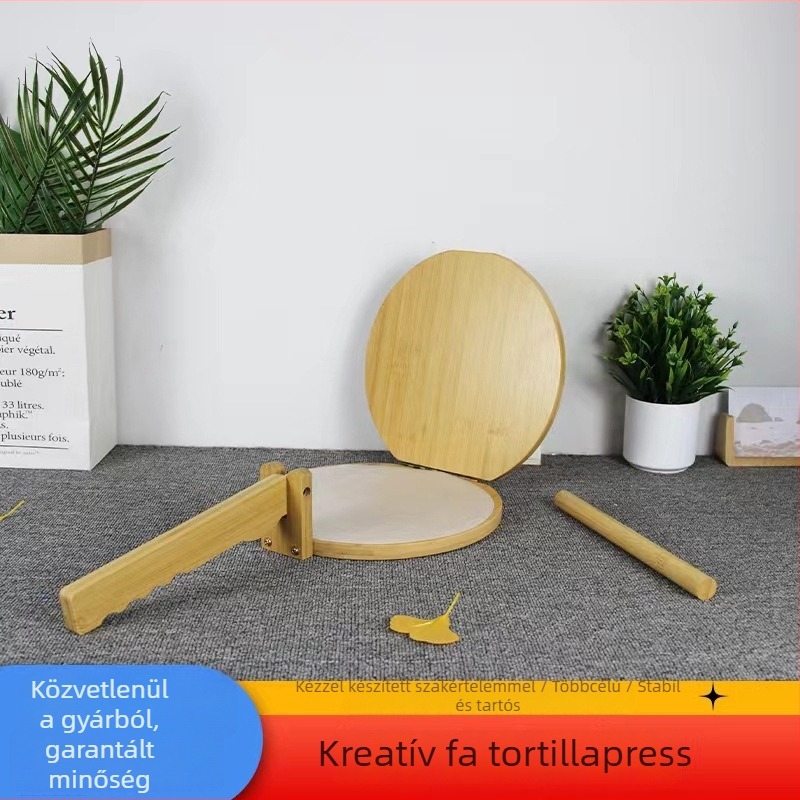Kreatív kör alakú fából készült tortilla prés, bambusz tésztaforma