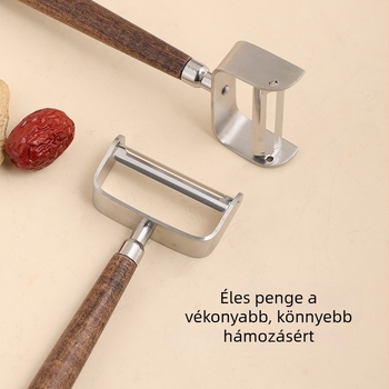 Diófa markolatú hámozó és reszelő – sokoldalú rozsdamentes acél gyümölcs- és burgonya hámozó eszköz