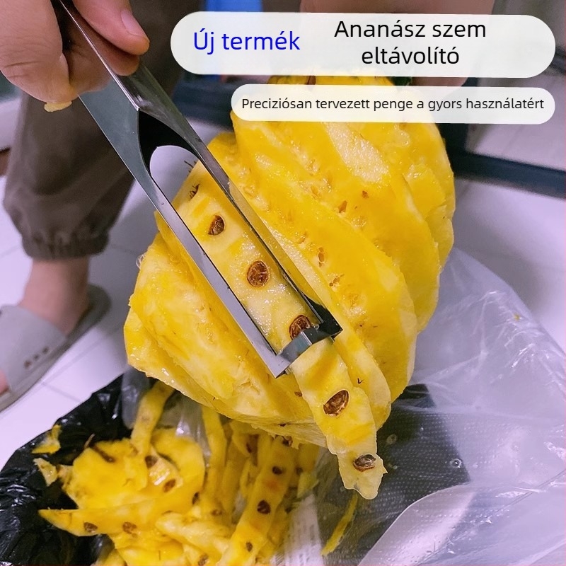 Új modell: ananászmag-eltávolító és szemkivágó eszköz, rozsdamentes acélból, V alakú
