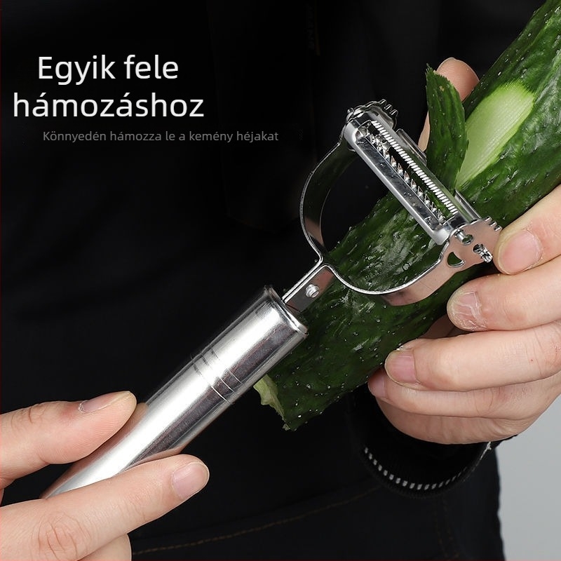 Rozsdamentes acélból készült háromdarabos gyümölcs- és zöldség-hámozó készlet, hordozható, multifunkcionális