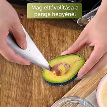 Multifunkcionális konyhai eszköz avokádóhoz és kiwihöz: hámozó, kanál a gyümölcspéphez és mangó húsának kivételéhez