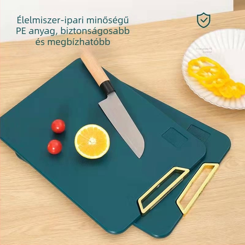 Élelmiszer-minőségű álló négyszögletes vágódeszka smaragdzöld, penész- és antibakteriális, extra vastag, háztartási használatra, gyümölcs- és zöldségdeszka.