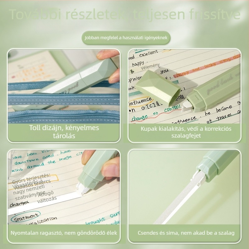 Gradientszínű toll-stílusú javítószalag lányoknak és általános iskolásoknak, nagy kapacitású, halk működésű
